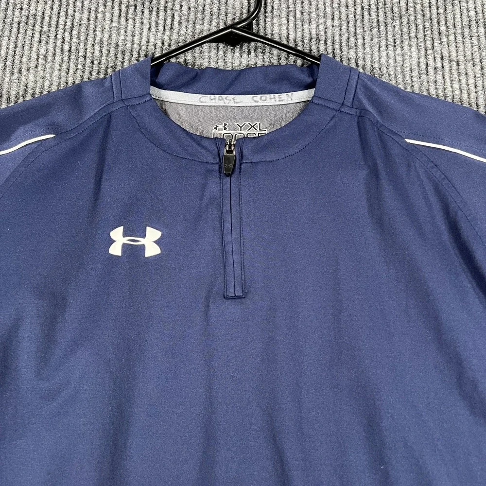Under Armour Pullover Jacket Youth Boys XL Blue Long Sleeve 1/4 Zip Loose Fit